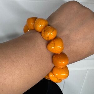 Egg yolk orange yellow stretchy bracelet